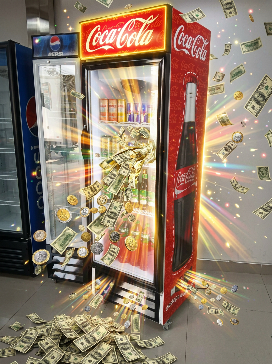 Visicooler máquina de hacer dinero con billetes saliendo